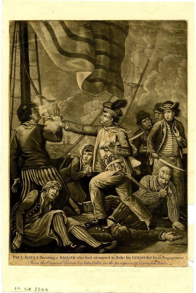 Paul Jones shooting a sailor who had attempted to strike his colours in an engagement (BM 1871,0812.5253)