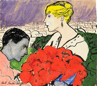 Paul Lasker-Schüler Paar mit rotem Bouquet 1918