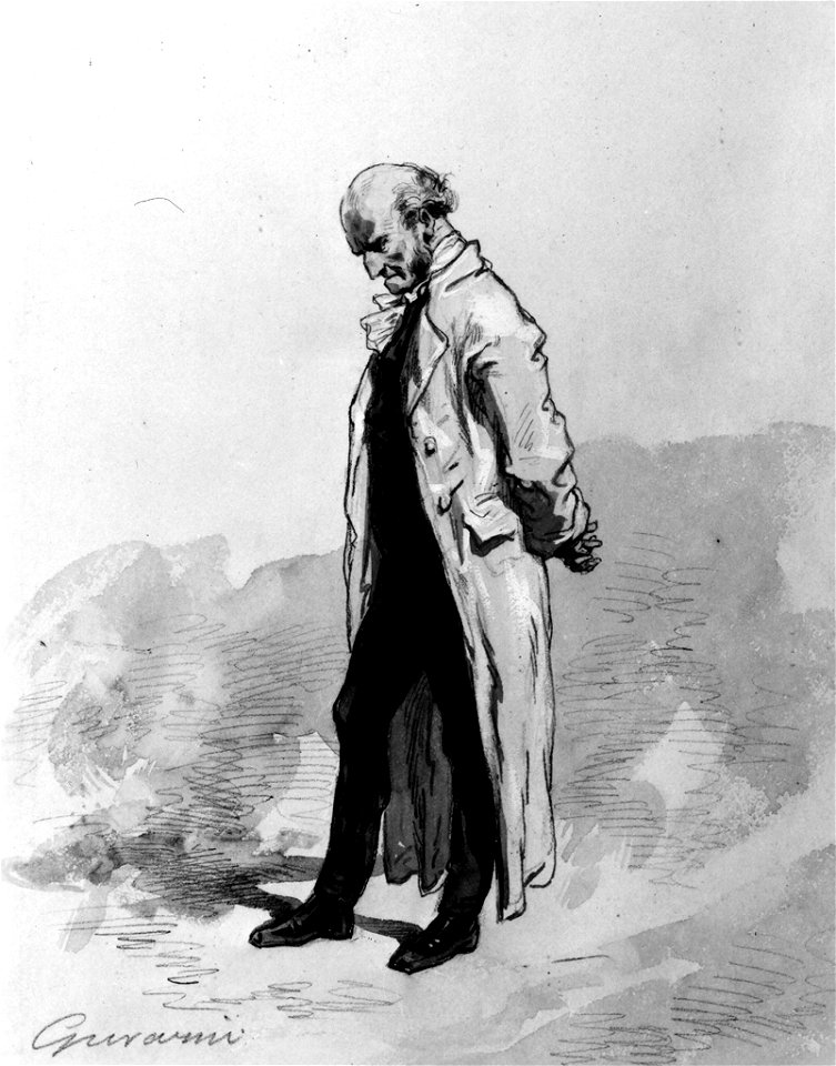 Paul Gavarni - Old Man in a White Coat - Walters 371422