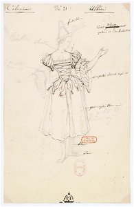 Paul Lormier - Costumes for Hector Berlioz's Benvenuto Cellini (1838) - No. 21. Colombine, Pierrette
