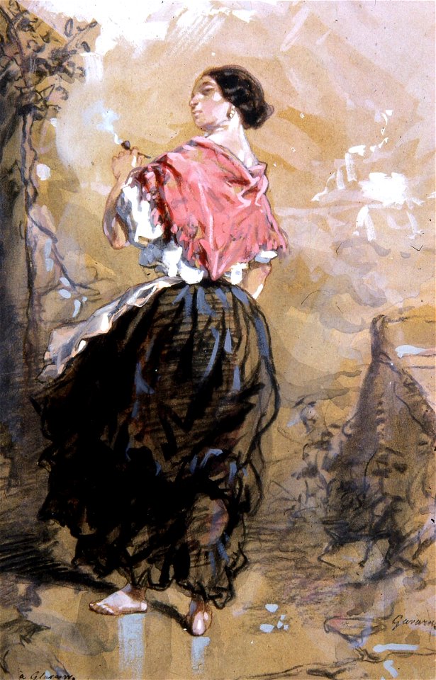 Paul Gavarni - Peasant Girl Smoking - Walters 371423