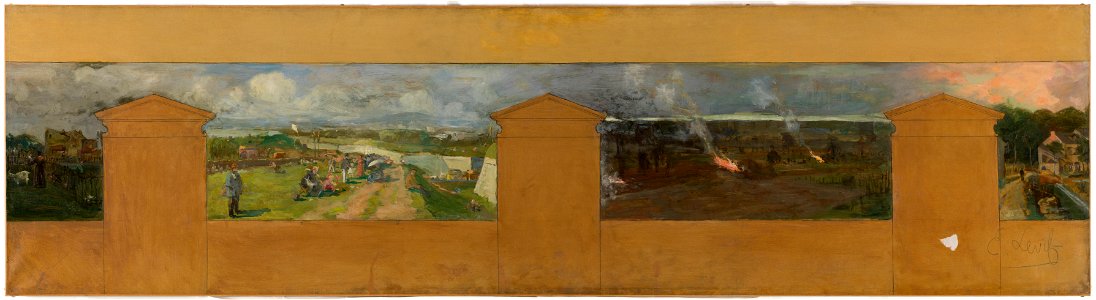 Paul Léon Felix Schmitt - Esquisse pour la mairie de Vanves. Vue de Vanves avec fort de Vanves - PPP4245 - Musée des Beaux-Arts de la ville de Paris