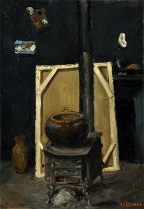 Paul Cézanne, The Stove in the Studio, ca. 1865. Free illustration for personal and commercial use.