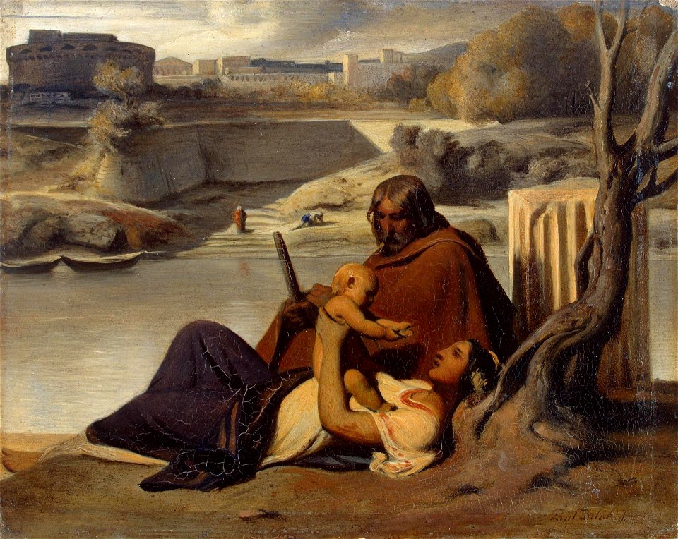 Paul Delaroche - Resting on the Banks of the Tiber - WGA6267