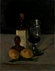 Paul Cézanne - Still Life with Bottle, Glass, and Lemon - 2006.140.2 - Yale University Art Gallery. Free illustration for personal and commercial use.