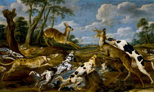 Paul de Vos - Deer Hunt. Free illustration for personal and commercial use.
