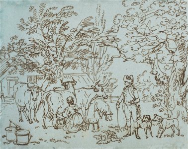 Paul Sandby - Landscape with a Milk Maid and a Beau - Google Art Project