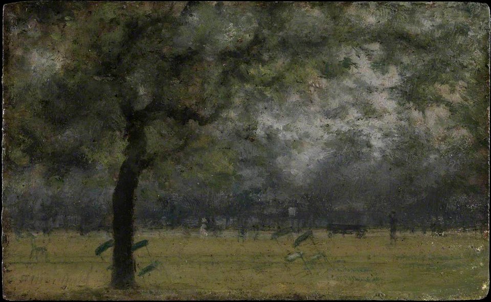 Paul Fordyce Maitland (1863-1909) - Kensington Gardens with Chairs and Figures - T03634 - Tate