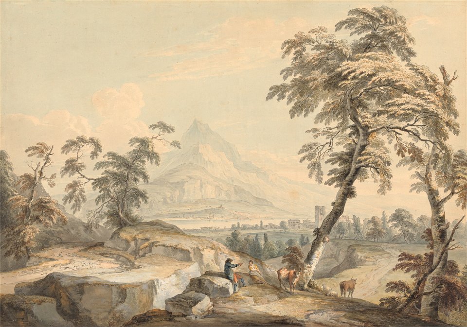 Paul Sandby - Italianate Landscape with Travelers, No. 1 - Google Art Project