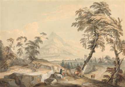 Paul Sandby - Italianate Landscape with Travelers, No. 1 - Google Art Project
