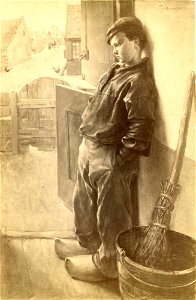 Paul Hoecker-Knabe mit Holzschuh