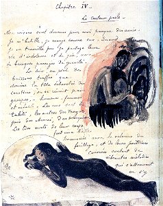 Paul Gauguin - Texte manuscrit illustré avec une femme assise - RF 7259, 70