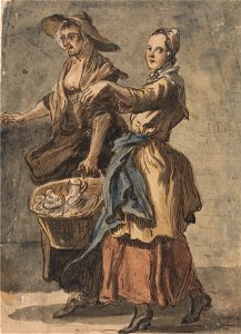 Paul Sandby - Two Women holding a Basket - Google Art Project. Free illustration for personal and commercial use.