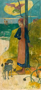 Paul Gauguin - Breton girl spinning - Google Art Project. Free illustration for personal and commercial use.