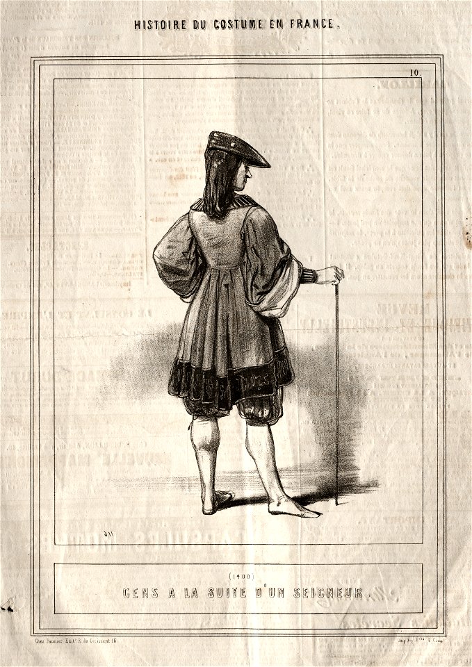 Paul Gavarni (French, 1804-1866) - Histoire du Costume en France, Gens à la suite d'un seigneur - 1942.979 - Cleveland Museum of Art