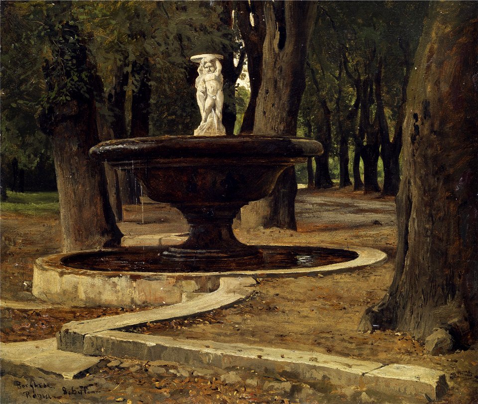 Paul Franz Flickel Brunnen im Park der Villa Borghese in Rom 1878
