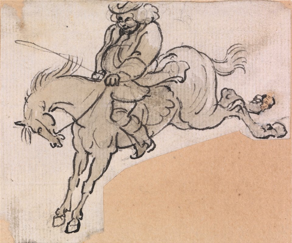 Paul Sandby - Stout Man on a Bucking Horse - Google Art Project