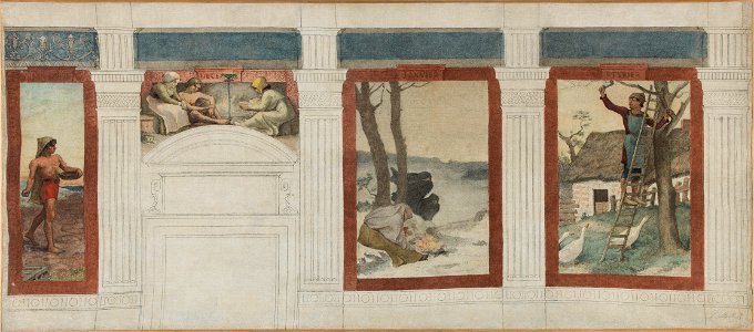 Paul Milliet - Esquisse pour la mairie du 4ème arrondissement , novembre, décembre, janvier, février - PPP4188 - Musée des Beaux-Arts de la ville de Paris