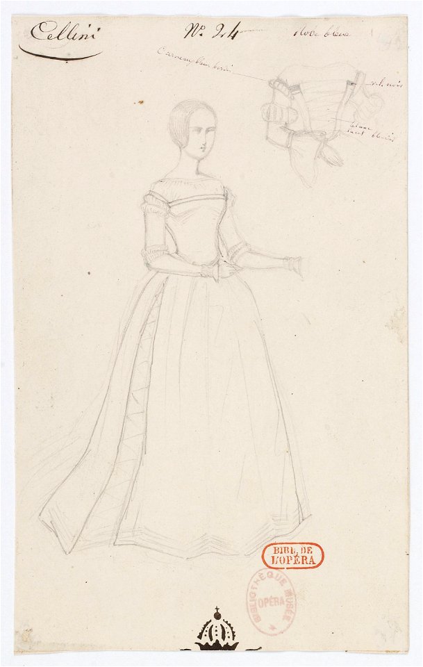 Paul Lormier - Costumes for Hector Berlioz's Benvenuto Cellini (1838) - No. 24. Robe bleue