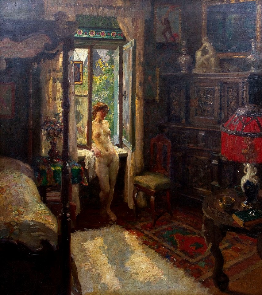 Paul Paede Mädchenakt am Fenster 1913