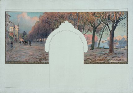 Paul Léon Felix Schmitt - Esquisse pour la mairie d'Asnières , Paysage. Quais de la Seine à Asnières - PPP4240 - Musée des Beaux-Arts de la ville de Paris