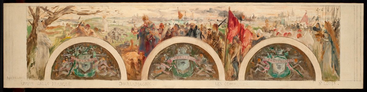 Paul Louis Delance - Esquisse pour le salon d'entrée de l'Hôtel de Ville , Paris et les Hautes Epoques , L'époque gallo-franque - PPP4479 - Musée des Beaux-Arts de la ville de Paris