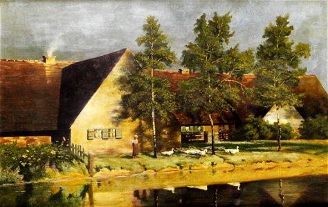 Paul Wilhelm Keller-Reutlingen Gänsehirtin am Ufer