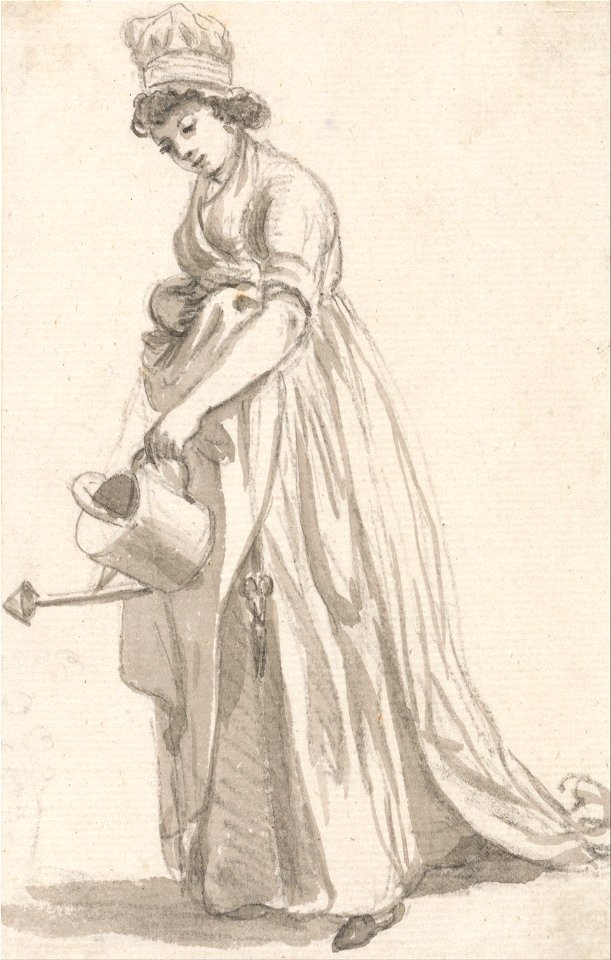 Paul Sandby - A Girl with a Watering Can facing left- Sarah Hough, Mrs. T.P. Sandby's Nursery Maid - Google Art Project