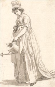 Paul Sandby - A Girl with a Watering Can facing left- Sarah Hough, Mrs. T.P. Sandby's Nursery Maid - Google Art Project