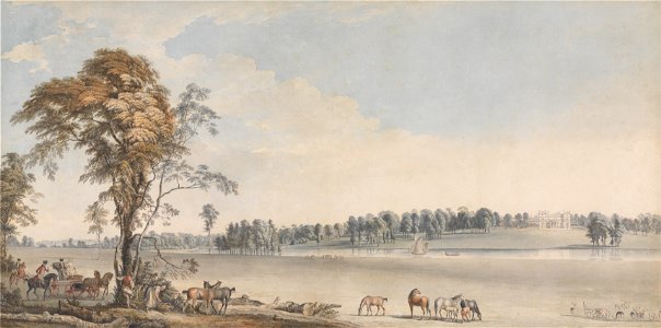 Paul Sandby - North West View of Wakefield Lodge in Whittlebury Forest, Northamptonshire - Google Art Project