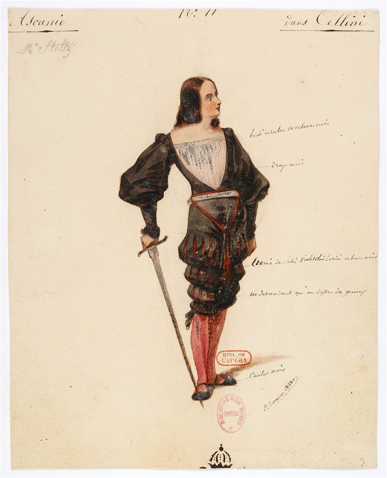 Paul Lormier - Costumes for Hector Berlioz's Benvenuto Cellini (1838) - No. 11 - Ascanio, M. Stoltz
