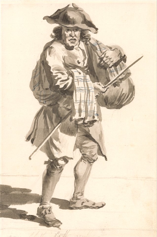 Paul Sandby - London Cries- A Man with a Bundle, Old Clothes - Google Art Project