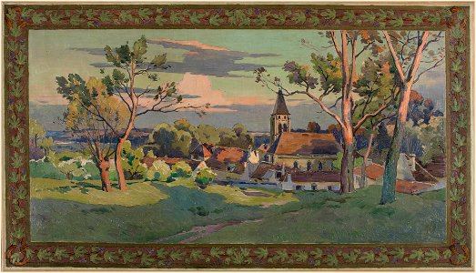 Paul Léon Felix Schmitt - Esquisse pour la mairie de Thiais , village avec une église - PPP4244 - Musée des Beaux-Arts de la ville de Paris