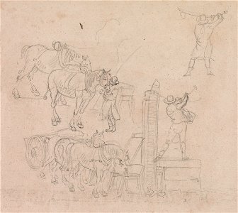 Paul Sandby - Studies of a Carter pumping water for his horses - Google Art Project