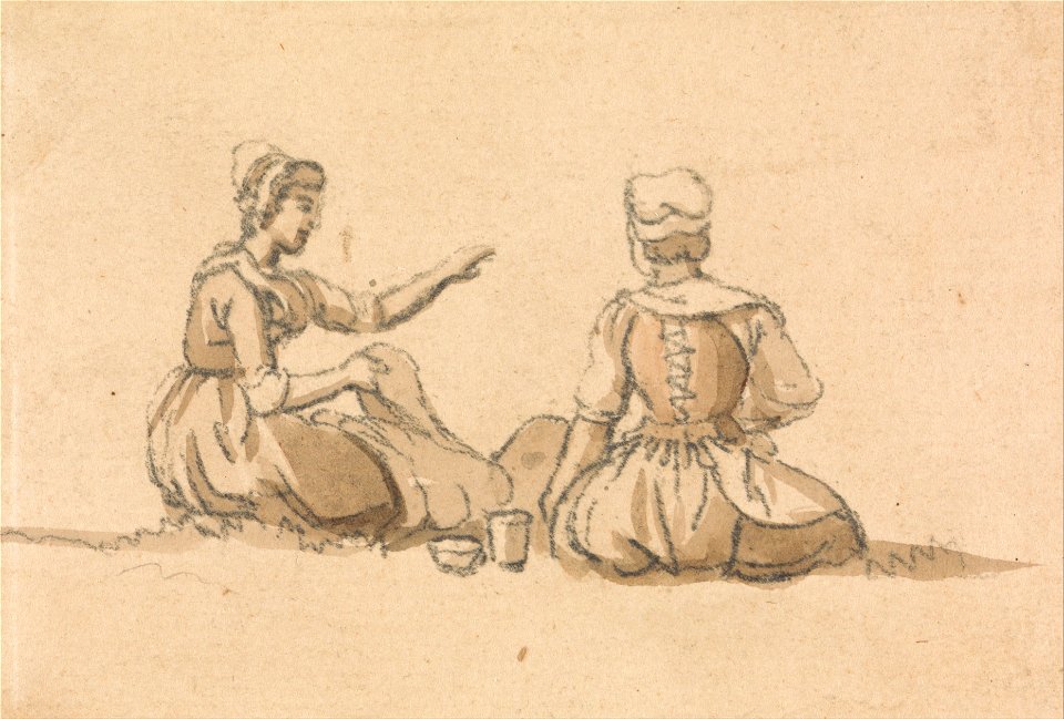 Paul Sandby - Two Girls Seated - Google Art Project