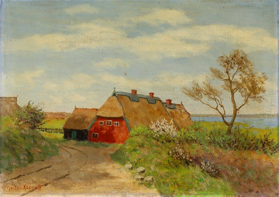 Paul Müller-Kaempf - Reetgedecktes Haus in sommerlicher Wiesenlandschaft