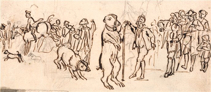 Paul Sandby - Musicians and a Performing Bear - Google Art Project