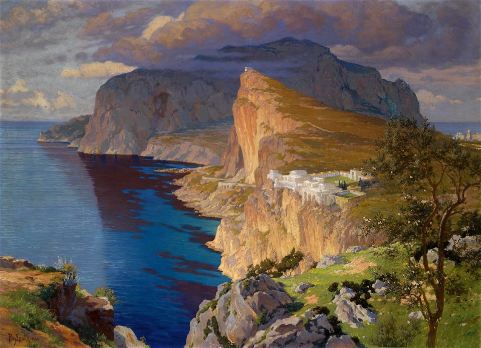 Paul von Spaun Idealisierte Ansicht der Villa Jovis auf Capri