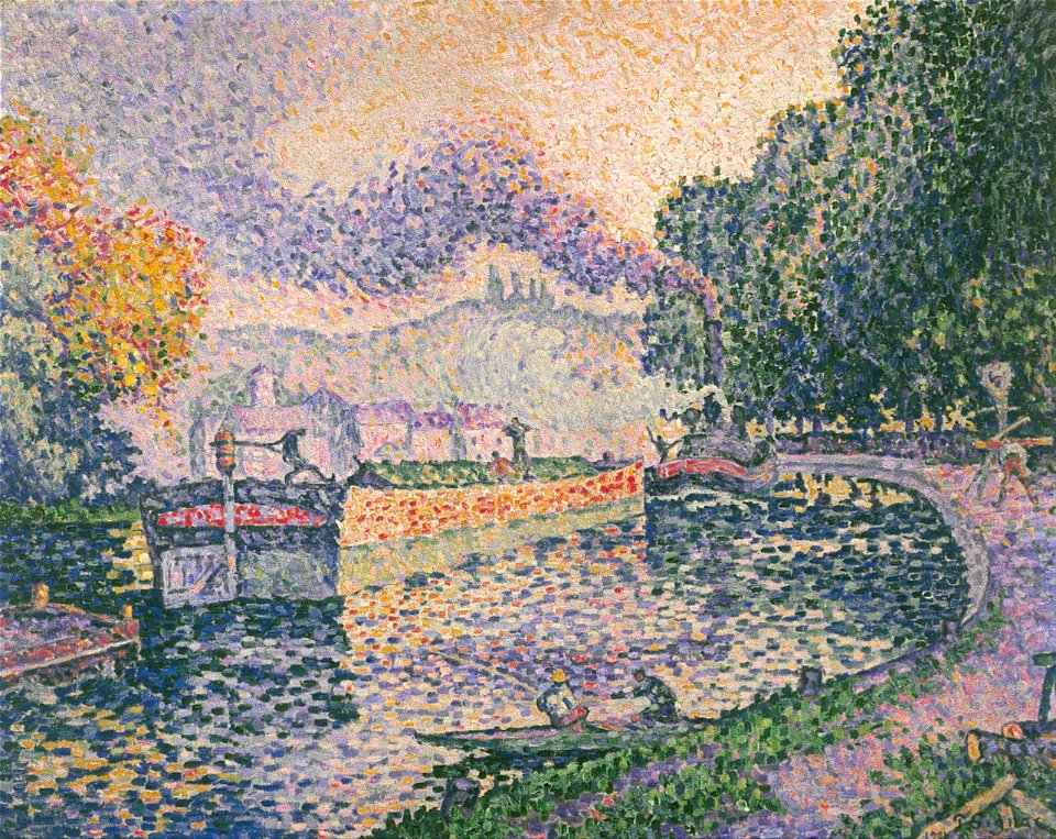 Paul Signac - The Tugboat, Canal in Samois - Google Art Project