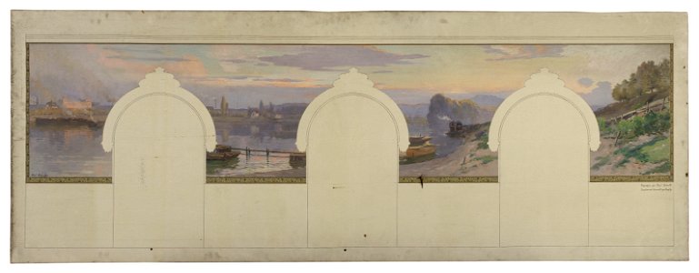 Paul Schmitt - Esquisse pour la mairie d'Asnières - Paysage de bord de Seine - PPP4242 - Musée des Beaux-Arts de la ville de Paris