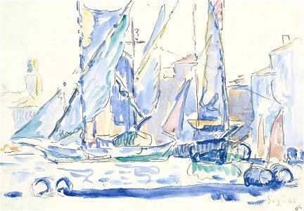 Paul Signac Saint-Tropez, Tartans in the Port, 1905