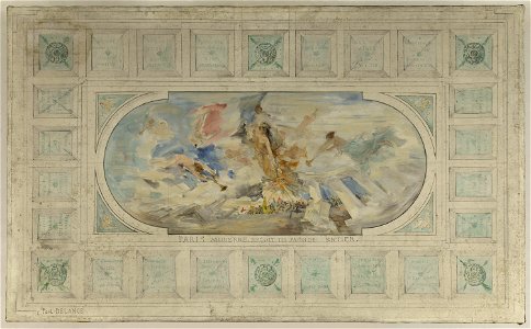 Paul Louis Delance - Esquisse pour le salon d'entrée de l'Hôtel de Ville , Paris moderne reçoit le monde entier - PPP4478 - Musée des Beaux-Arts de la ville de Paris