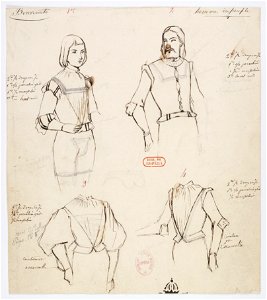 Paul Lormier - Costumes for Hector Berlioz's Benvenuto Cellini (1838) - Nos. 1-4. Hommes du peuple