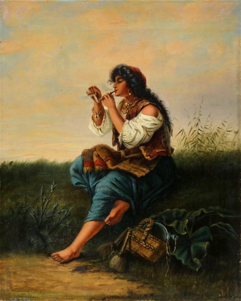 Pauline Stimming Zigeunerin mit Pfeife 1876