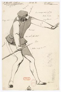 Paul Lormier - Costumes for Hector Berlioz's Benvenuto Cellini (1838) - No. 12bis. M. Wartel. Saltimbanque