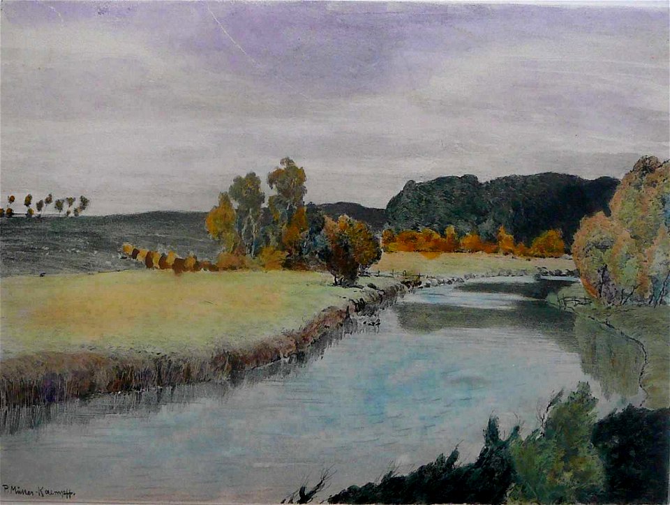 Paul Müller-Kaempff-Aquarell, Huntetal bei Dötlingen