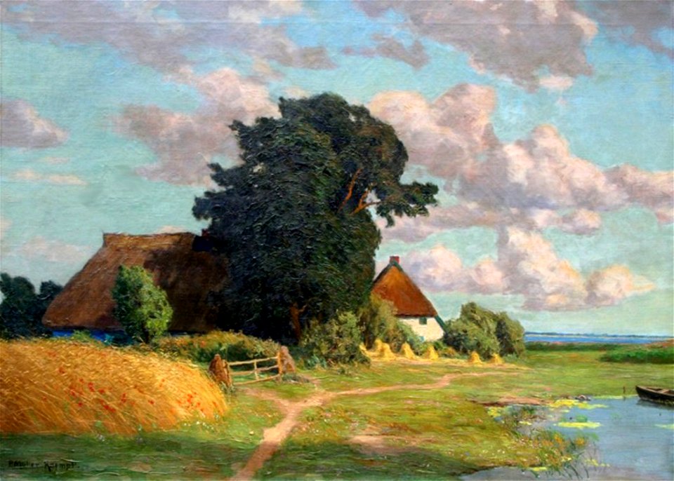 Paul Müller-Kaempff - Hofstelle mit Kornfeld am Saaler Bodden
