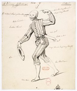 Paul Lormier - Costumes for Hector Berlioz's Benvenuto Cellini (1838) - No. 14 - M. Trévaux. Saltimbanque, Jodelet