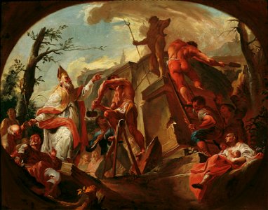 Paul Troger - Der heilige Cassian von Imola stürzt die Statue des Pluto auf Säben - 6974 - Österreichische Galerie Belvedere
