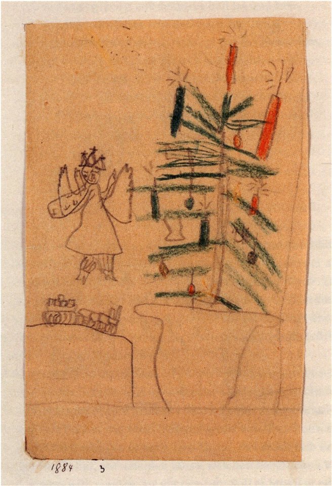 Paul Klee ~ Weihnachtsbaum mit Christkind u. Eisenbahn ~ 1884